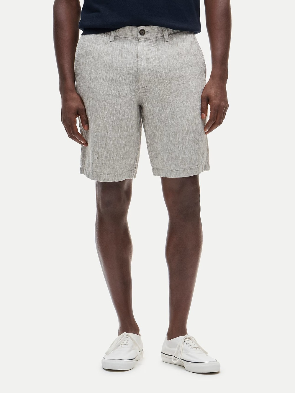 J. Crew Men's 100% linen Flat Front 9 inch length Shorts — Dusty Olive White